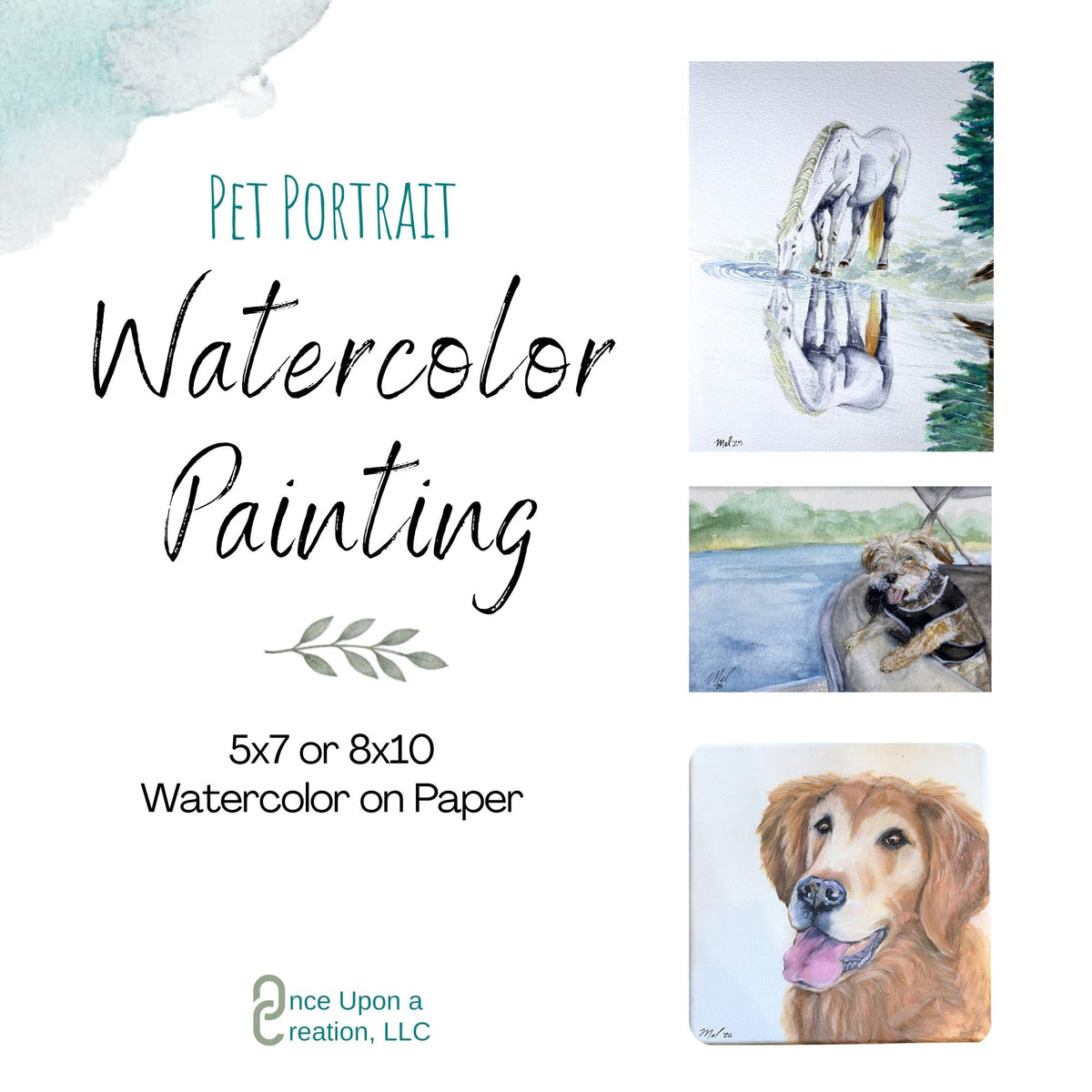 Pet Portrait - 5x7 or 8x10 Watercolor Painting