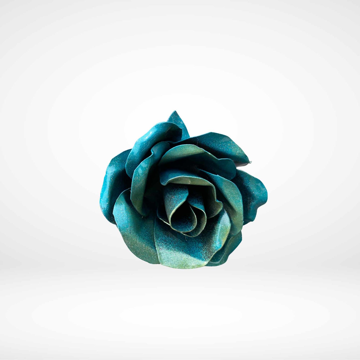 Teal and Purple Rose - Metal Sculpture - 24" Height