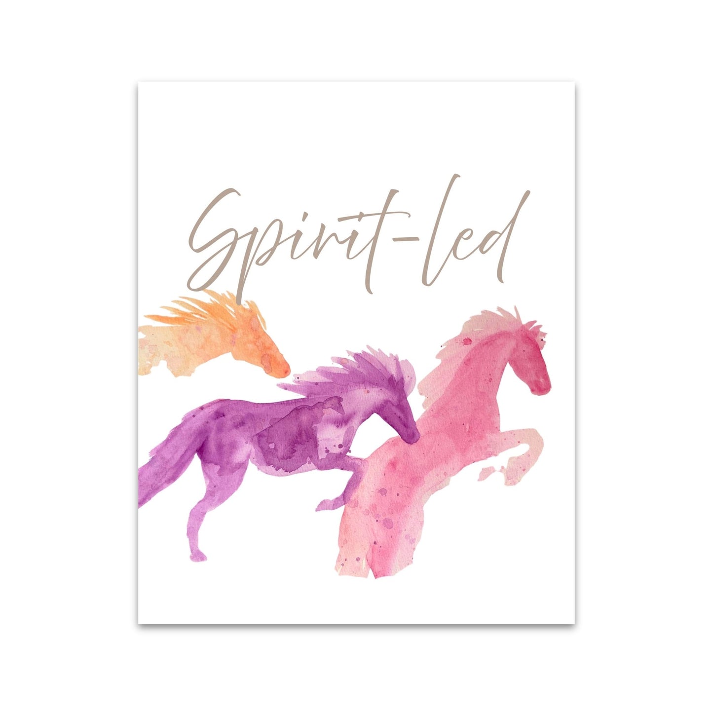 Spirit-Led | Watercolor Horses Faith Art Print | 8x10