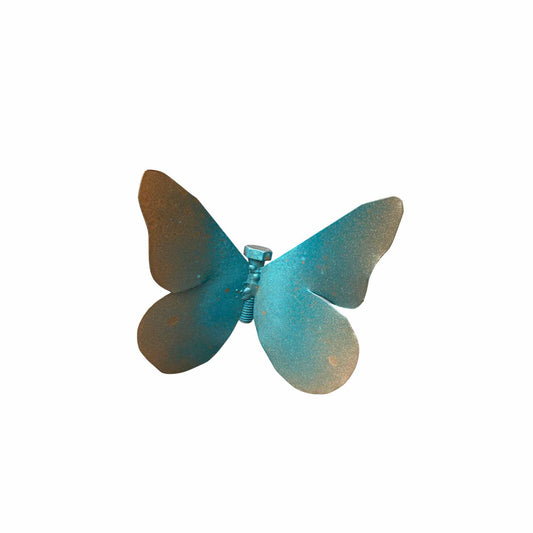 Teal and Copper Butterfly - Metal Sculpture - Landscape Decor - 24"