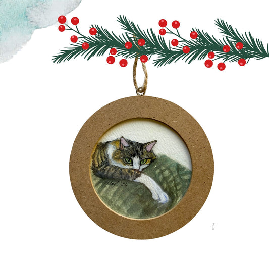 Pet Portrait - 3" Framed Watercolor Ornament