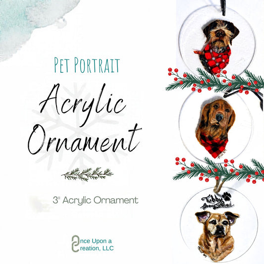 Pet Portrait - 3" Flat Acrylic Ornament