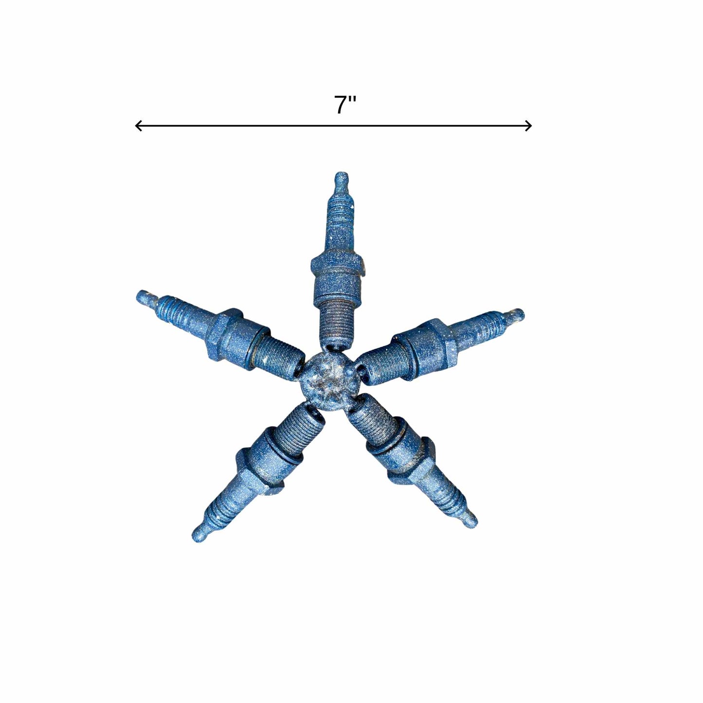 Blue Sea Star - Scrap Metal Sculpture - 7"