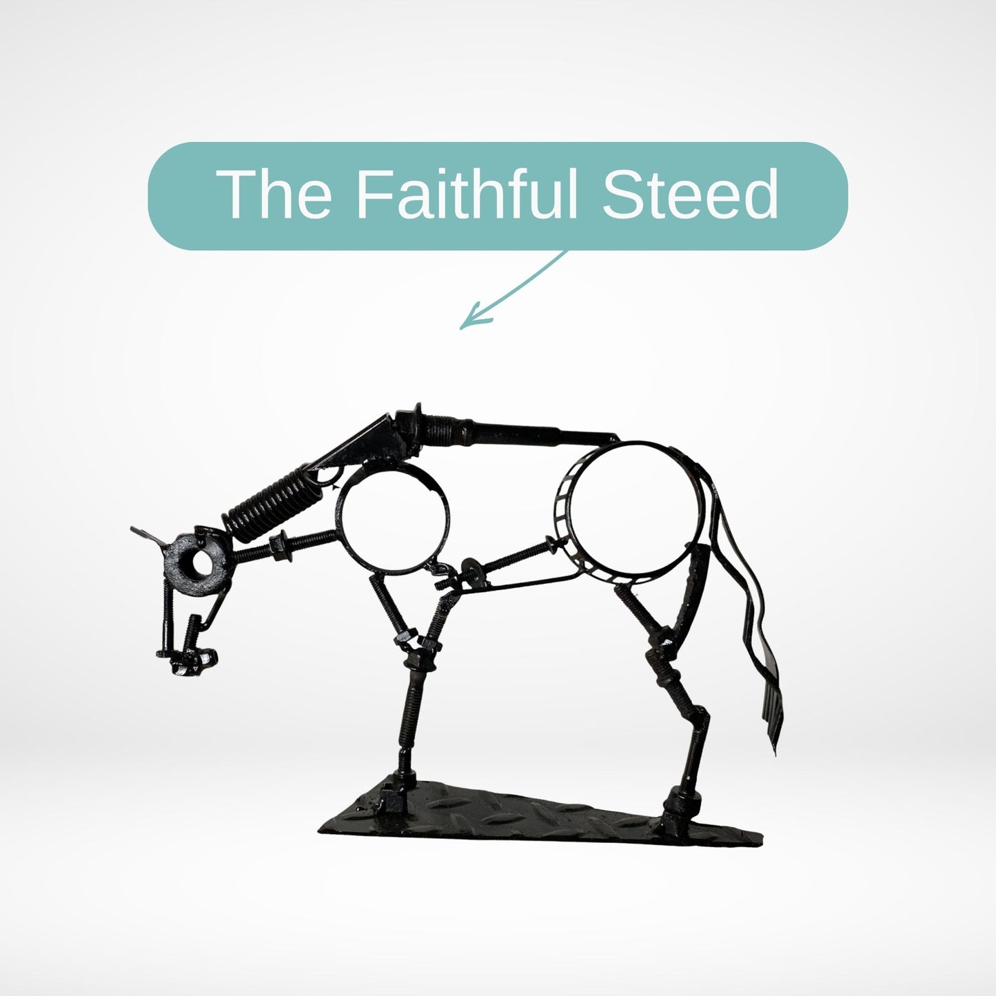 The Roper and Faithful Steed - Scrap Metal Sculpture Set