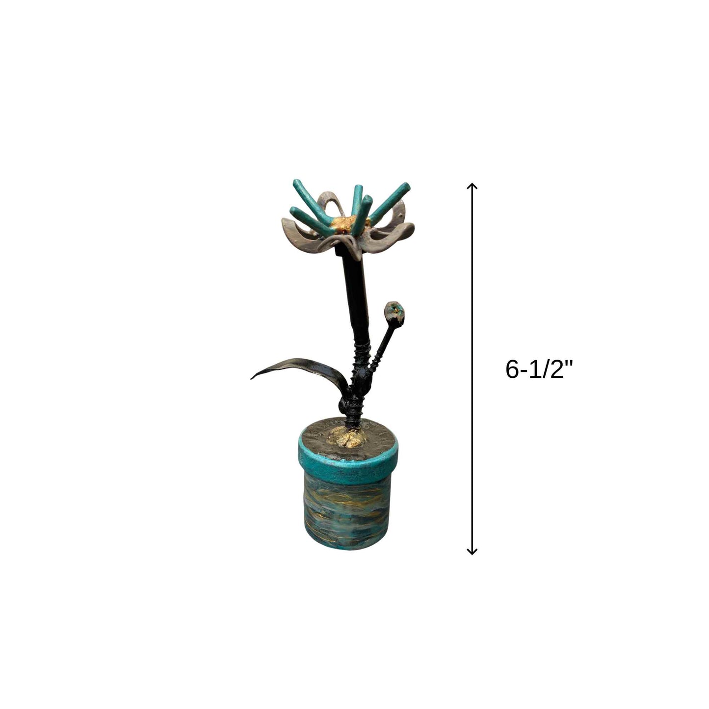 Flower Pot - Scrap Metal Sculpture - 6-1/2" height