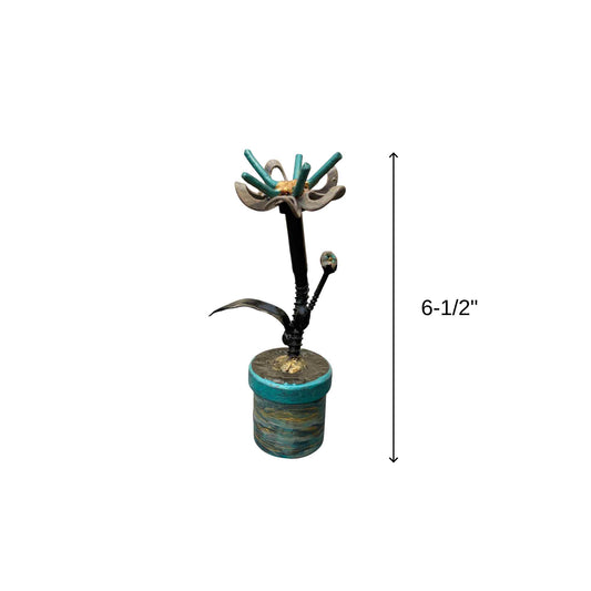 Flower Pot - Scrap Metal Sculpture - 6-1/2" height