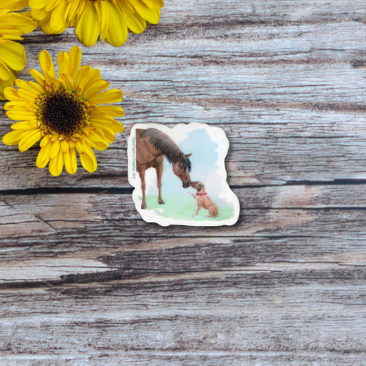 You Are Seen - Horse with Rescue Dog - Waterproof - Vinyl Sticker - 2.5"