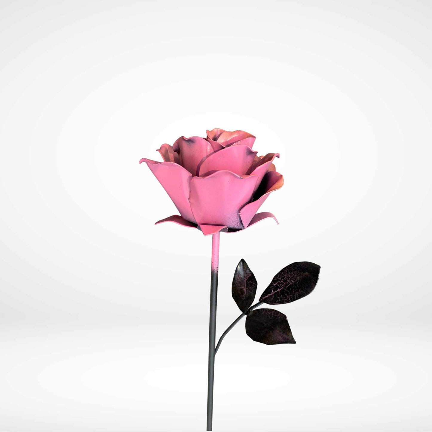 Pink and Gold Rose - Metal Sculpture - 24" Height