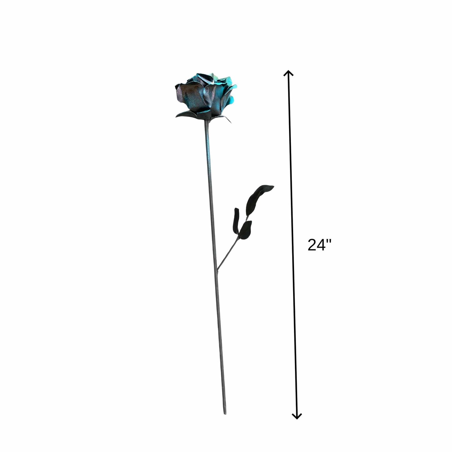 Teal and Purple Rose - Metal Sculpture - 24" Height