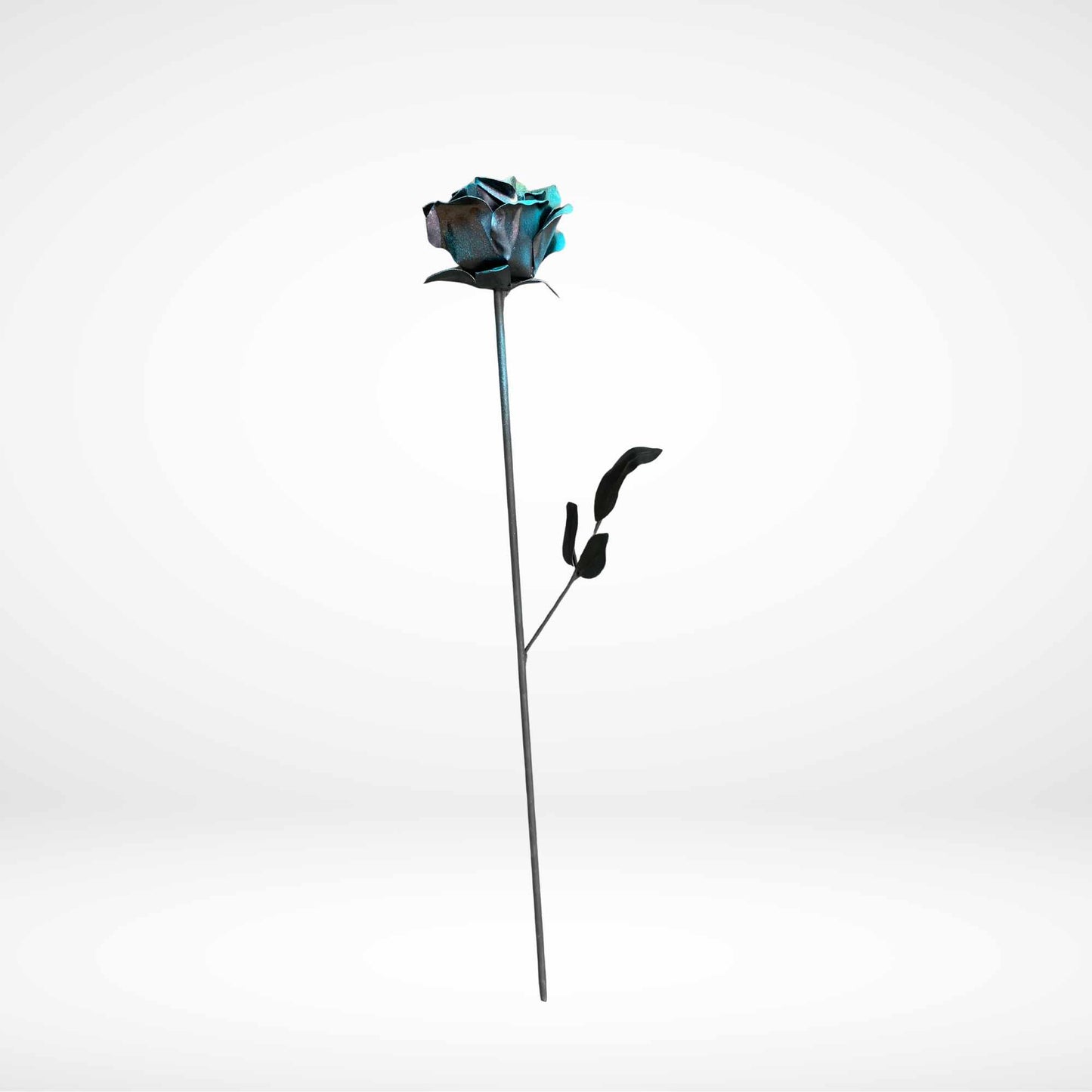 Teal and Purple Rose - Metal Sculpture - 24" Height