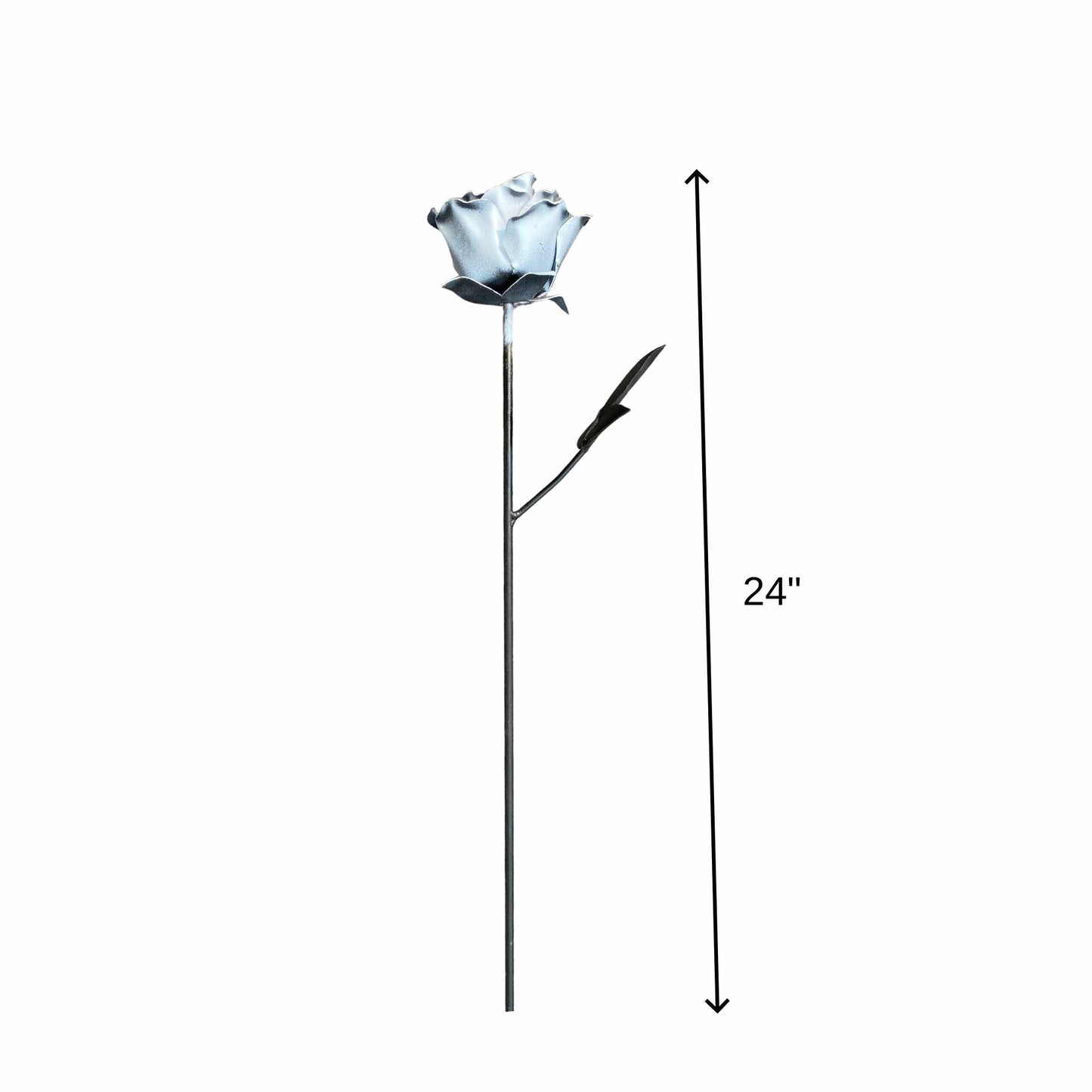 White Metal Rose - Garden Art - Handmade - 24"