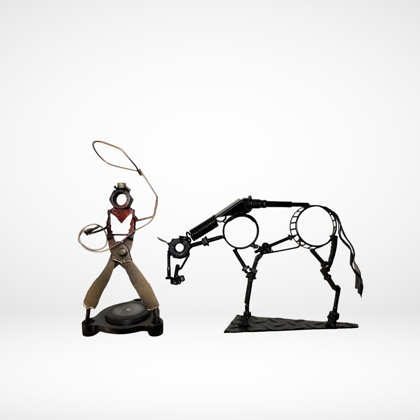 The Roper and Faithful Steed - Scrap Metal Sculpture Set