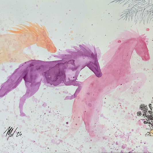 The Truth Will Set You Free - Wild Horses - Christian Watercolor Painting - 24x18"